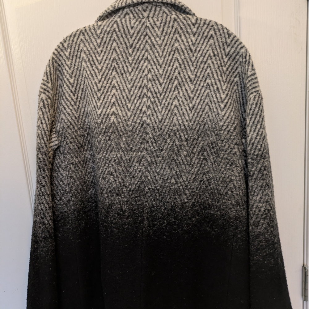 Talbots Black & Gray Ombre Herringbone Cardigan Coat